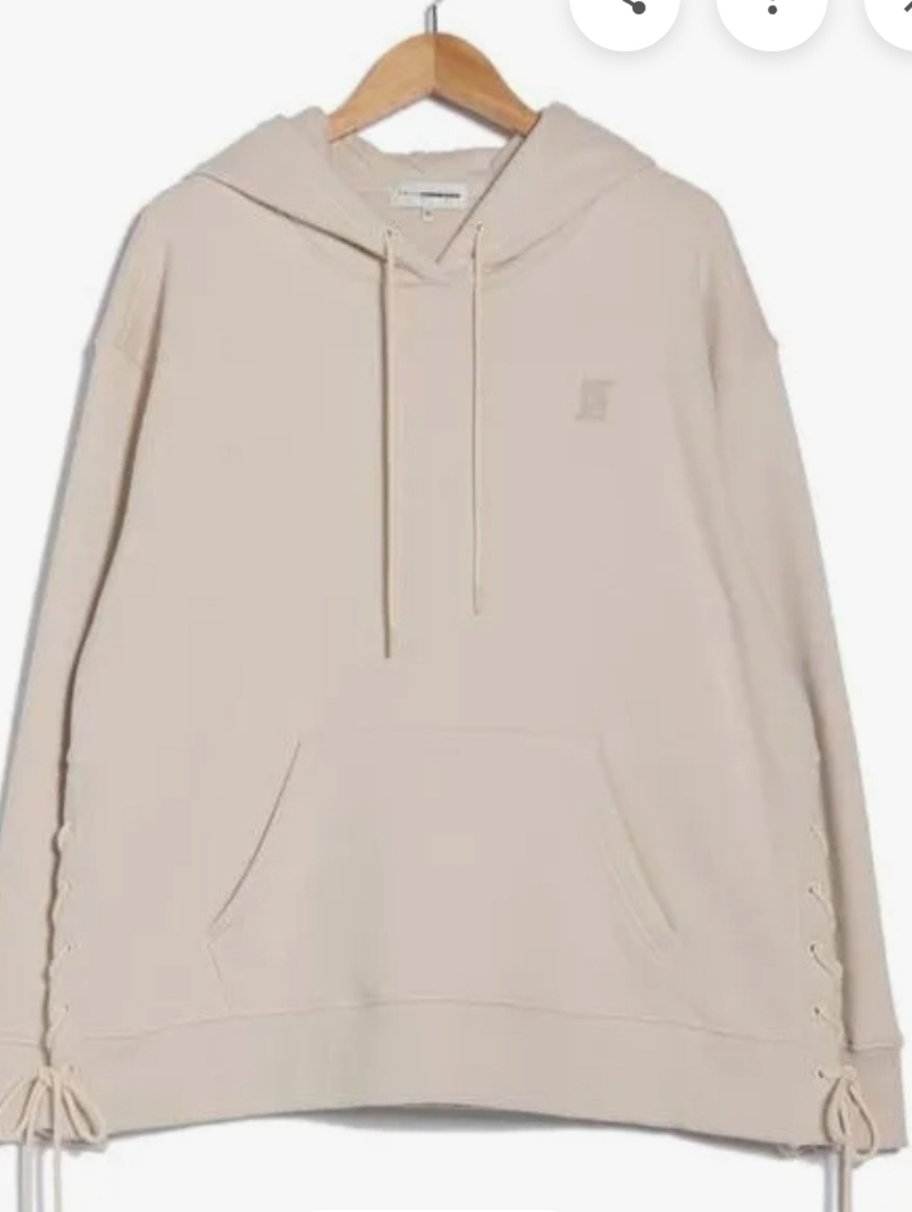 Faith Connexion Cream Lace-Up Silicon Fleece Hoodie